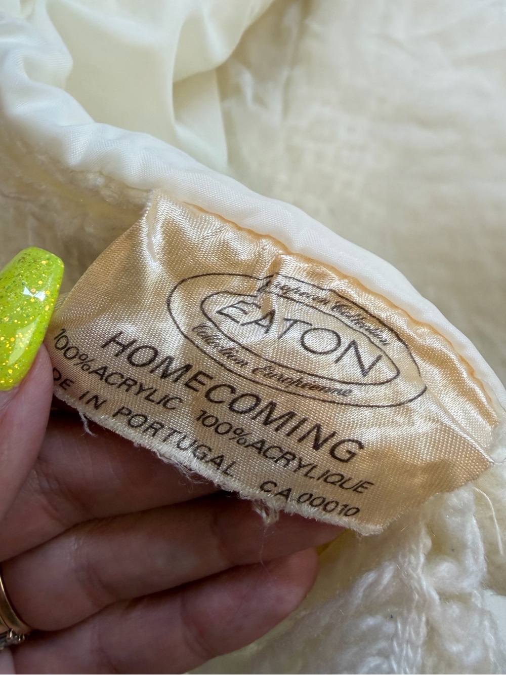 Vintage Eatons Standard Pillow Case Sham Set Acrylic Boho Cottagecore Off White - Picture 12 of 14